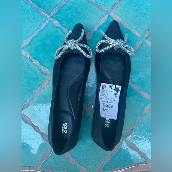Zara Embellished Bow ballet flats in Black New with Tags! - Picture 14 of 14